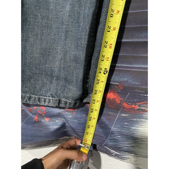 VTG Helix Jeans Embroidered Mens 34X30 Blue Relaxed Boot Y2K Denim Cross Pocket - Picture 4 of 7
